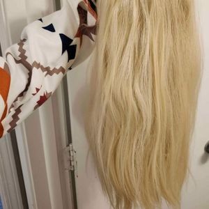 Long blond human hair wig